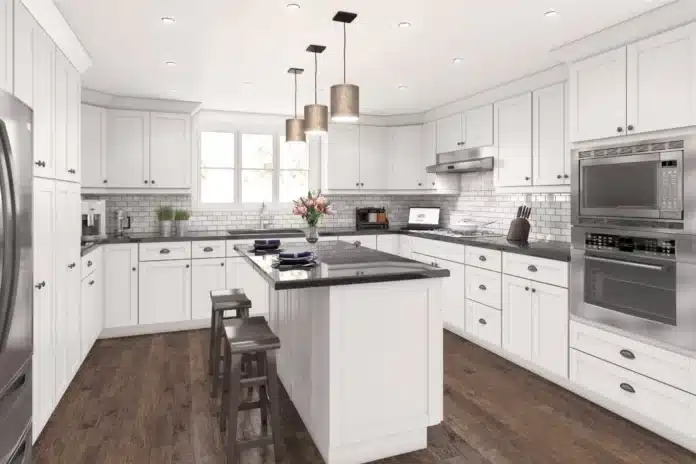 aspen white shaker rta kitchen cabinets