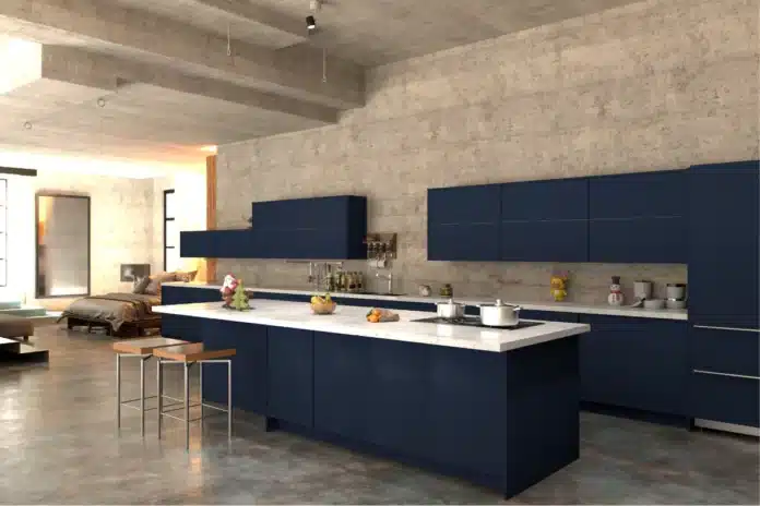 super matte deep blue rta kitchen cabinets for diy'ers