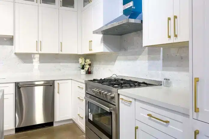 lunar white shaker rta kitchen cabinets