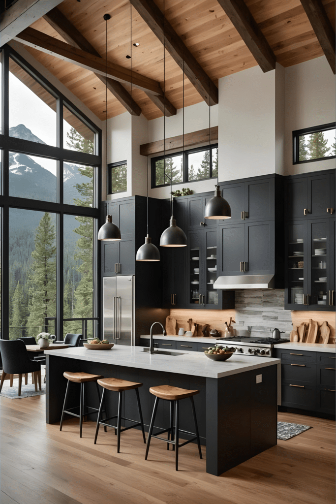 industrial and natural wood kitchen design