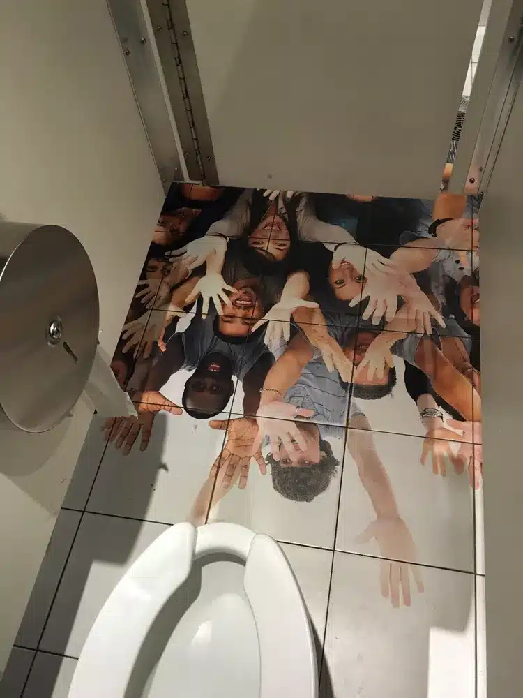 weird bathroom flooring design