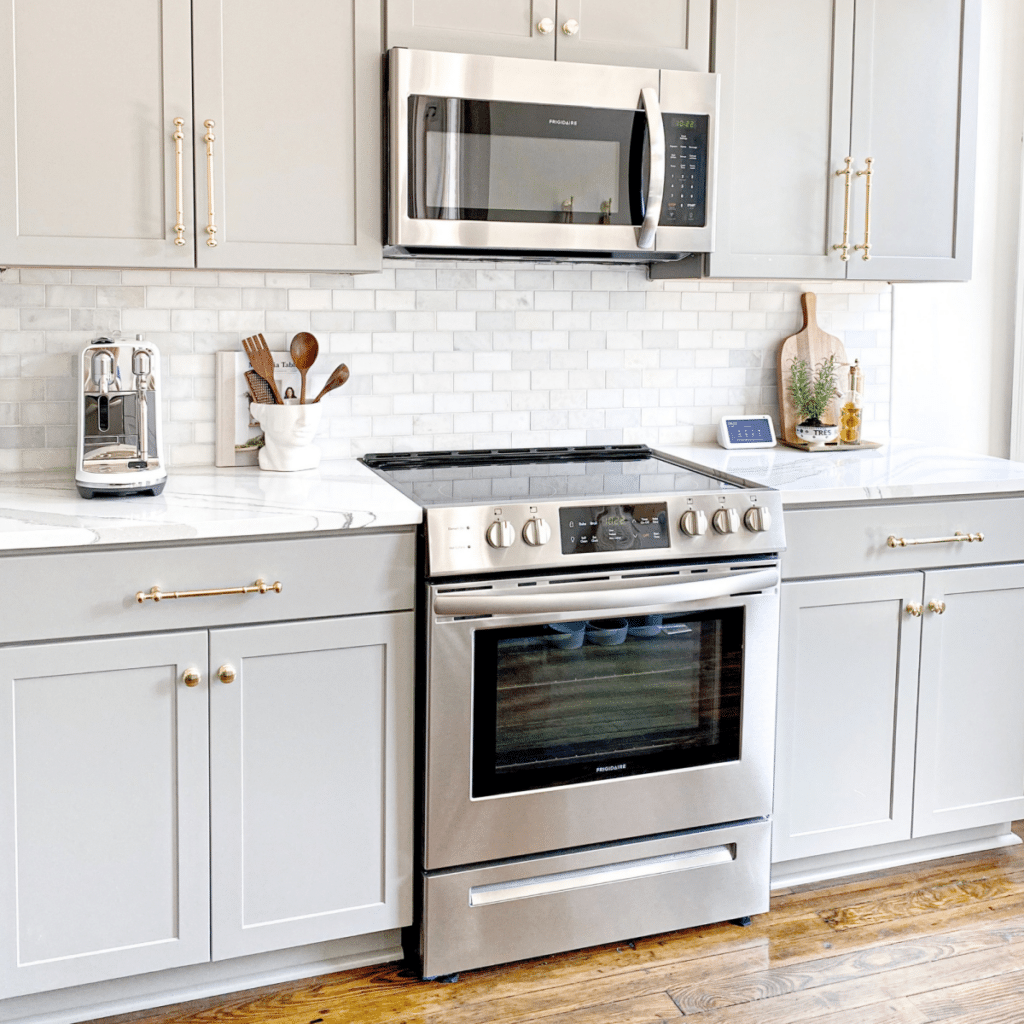 microwave installed over the stove