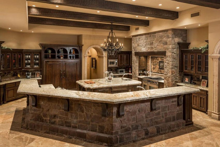 Amazing Country Style Rustic Kitchen - Natural Stone Countertops