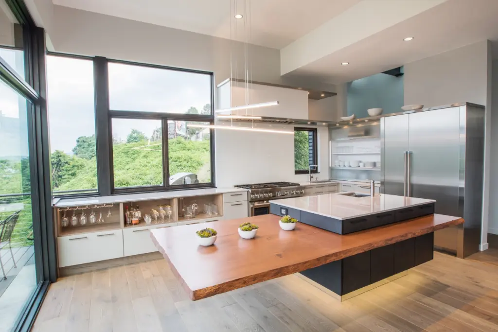 Contemporary Kitchen with custom counter