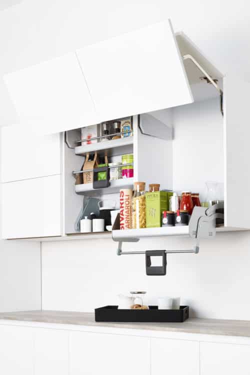 kessebohmer imove pull down system for cabinet organization 