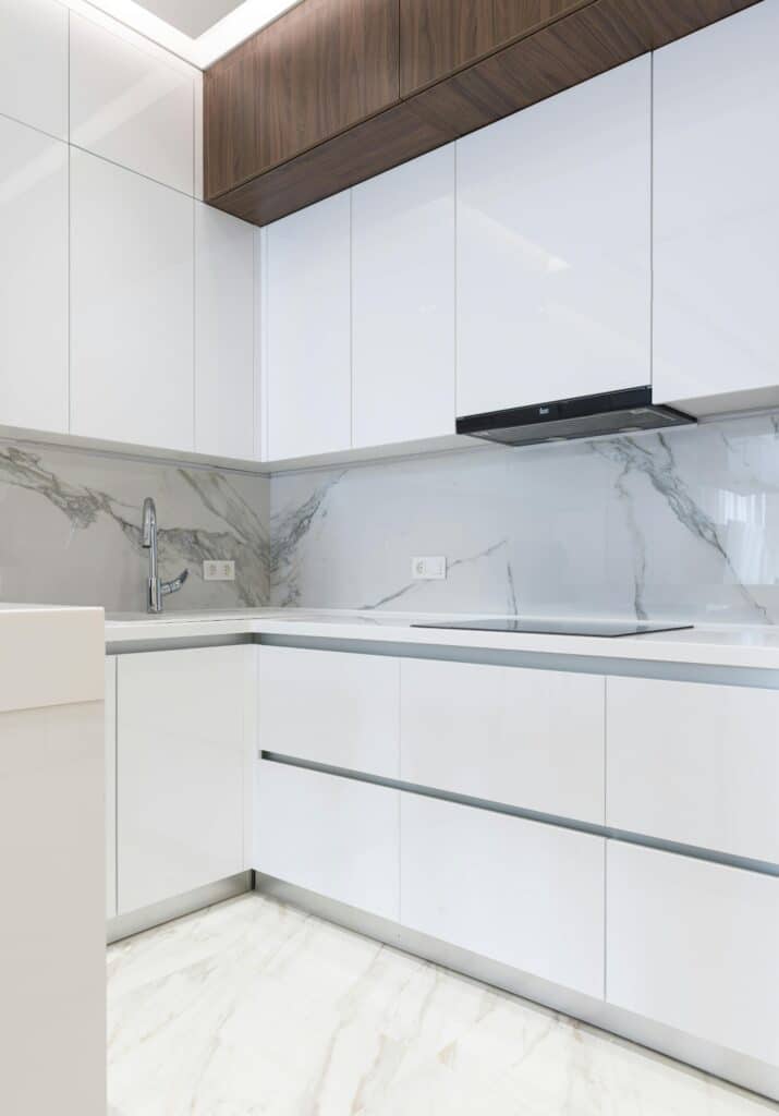 White modern cabinets in a kitchen