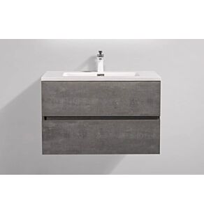 Edi White 30 in. Vanity in Cement Grey with Acrylic Vanity Top in Matte White with Matte White Basin