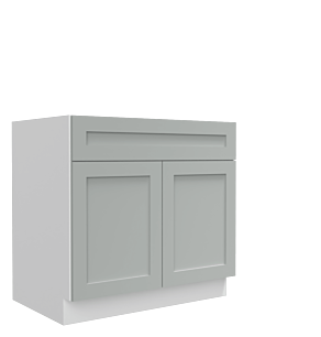 Lunar Grey Shaker 36" Sink Base Cabinet - White Melamine Box - RTA