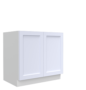 Lunar White Shaker 36" Sink Base Cabinet - Full Height Door - White Melamine Box - RTA